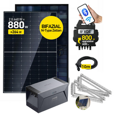 ALLDREI 2x440W Balkonkraftwerk mit  Anker SOLlX Solarbank E1600 und Kabel