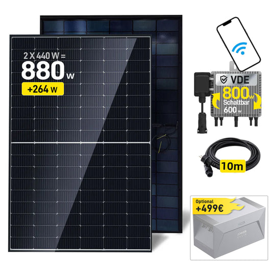 ALLDREI 2x440W Komplettset Balkonkraftwerk, Wechselrichter und Kabel