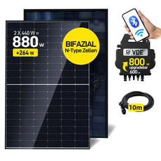 ALLDREI 2x440W Komplettset Balkonkraftwerk, Wechselrichter und Kabel