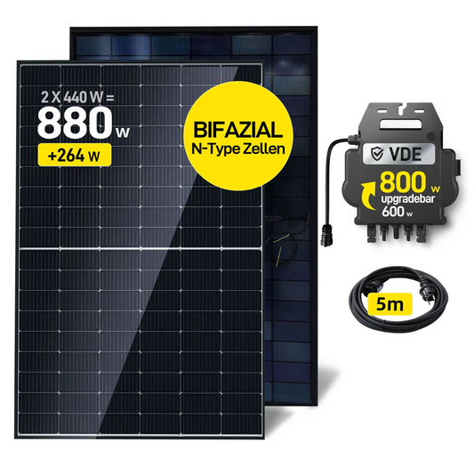 ALLDREI 2x440W Komplettset Balkonkraftwerk, Wechselrichter und Kabel