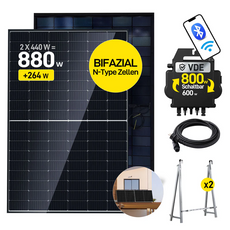 ALLDREI 2x440W Komplettset Balkonkraftwerk, Wechselrichter und Kabel