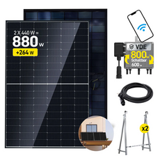 ALLDREI 2x440W Komplettset Balkonkraftwerk, Wechselrichter und Kabel