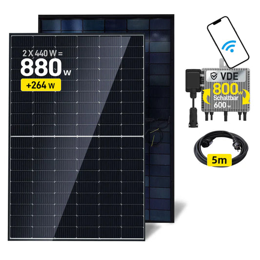 ALLDREI 2x440W Komplettset Balkonkraftwerk, Wechselrichter und Kabel