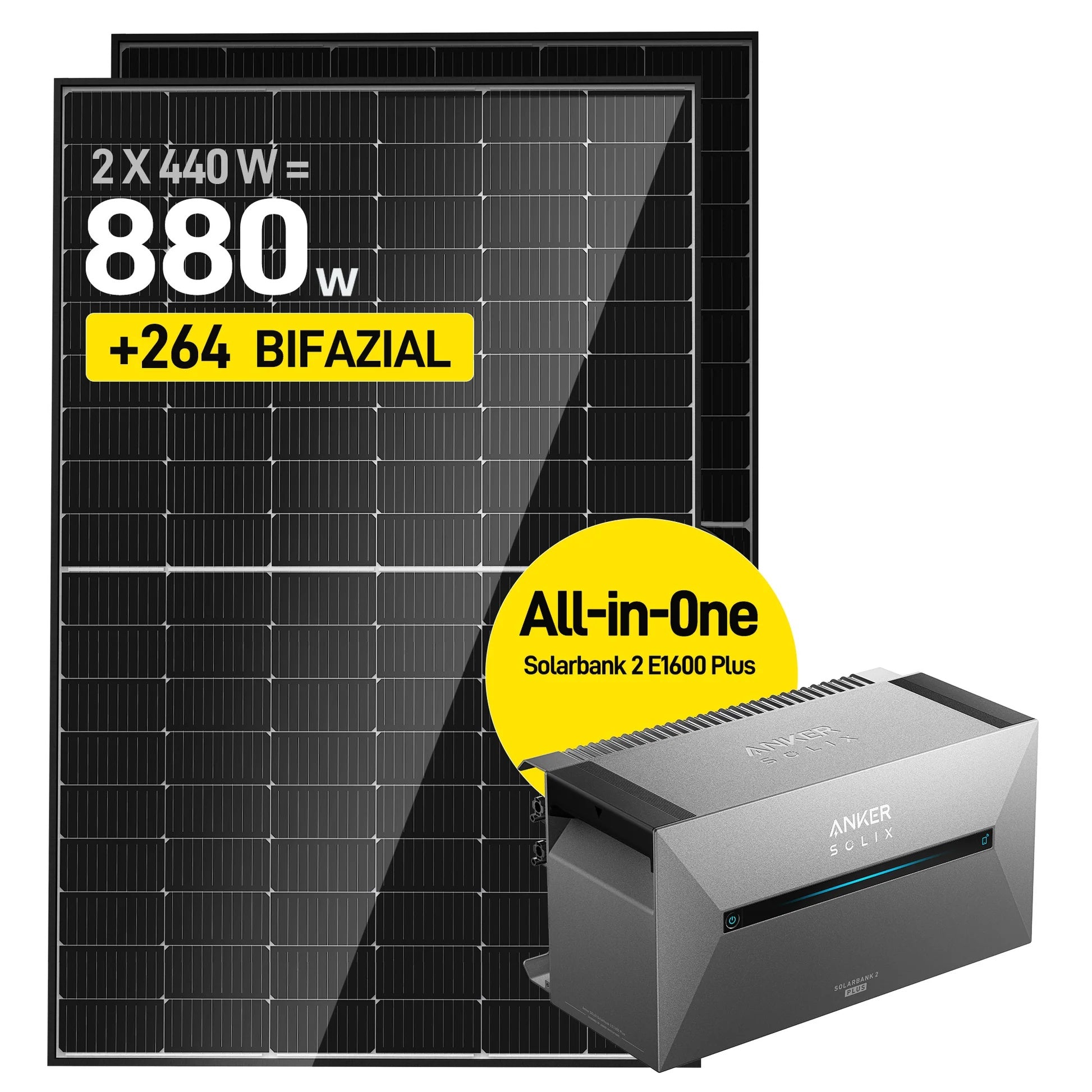 ALLDREI All-in-One Balkonkraftwerk mit Anker Solarbank 2 E1600 Plus System