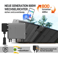 ALLDREI Balkonkraftwerk 880W mit 2x440W Bifazialer Glas Solarmodule, Deye Wechselrichter, Kabel