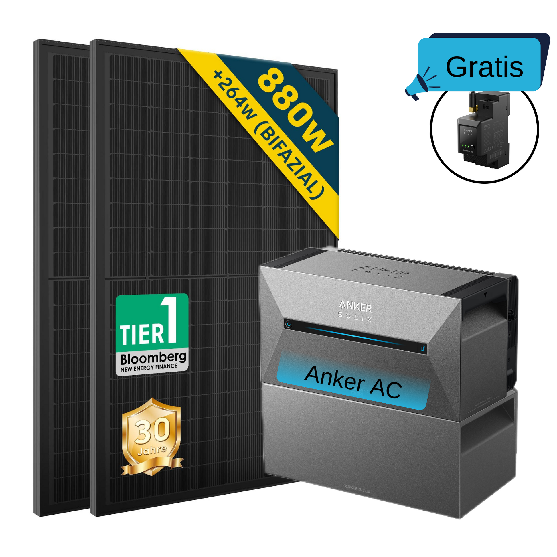 ALLDREl All-in-One Balkonkraftwerk mit Anker Solix Solarbank 2 E1600 AC System