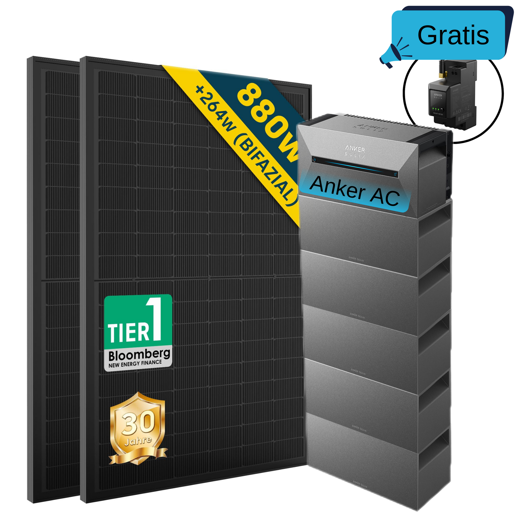 ALLDREl All-in-One Balkonkraftwerk mit Anker Solix Solarbank 2 E1600 AC System