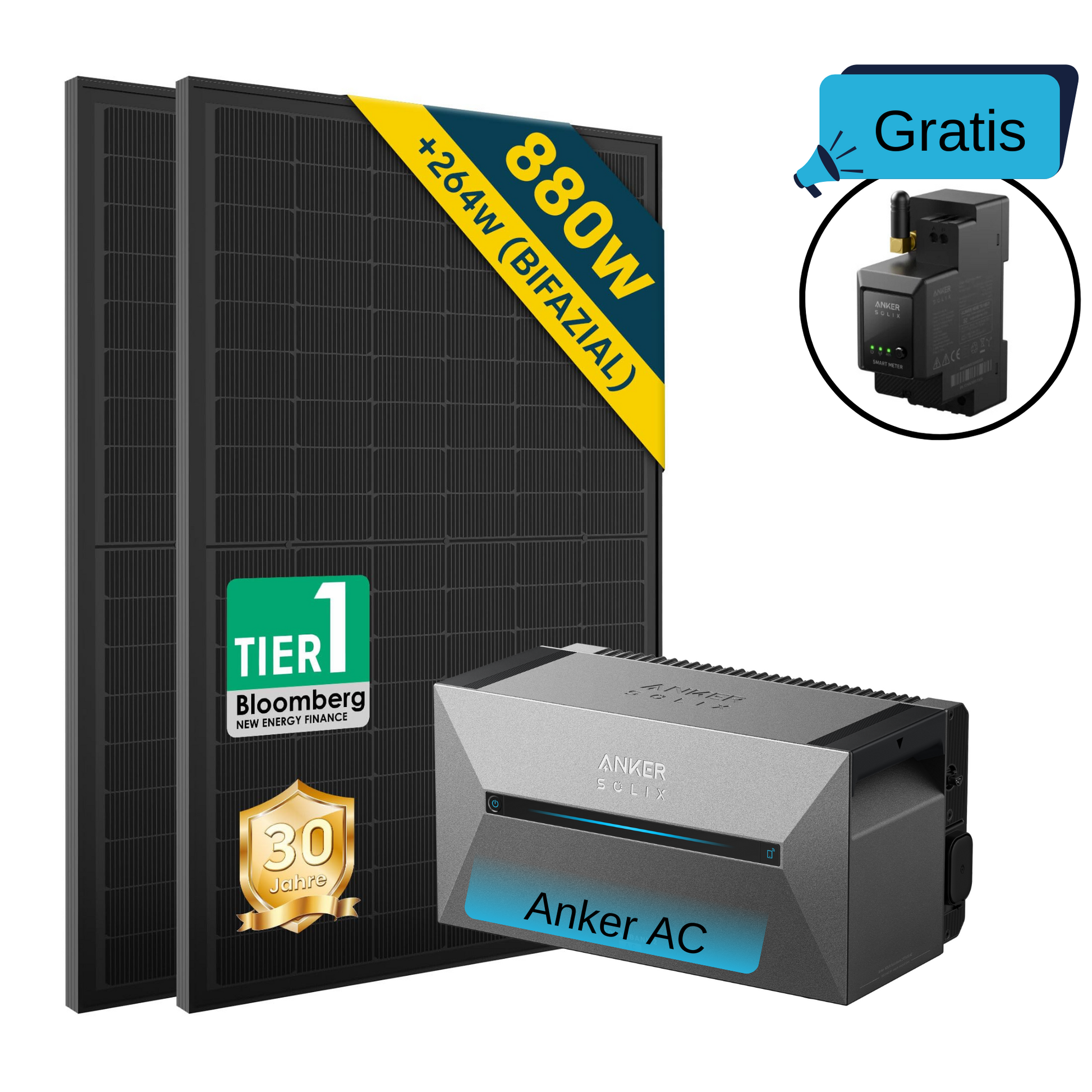 ALLDREl All-in-One Balkonkraftwerk mit Anker Solix Solarbank 2 E1600 AC System