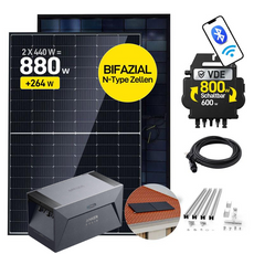 ALLDREI 2x440W Balkonkraftwerk mit  Anker SOLlX Solarbank E1600 und Kabel