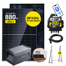 ALLDREI 2x440W Balkonkraftwerk mit  Anker SOLlX Solarbank E1600 und Kabel