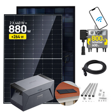 ALLDREI 2x440W Balkonkraftwerk mit  Anker SOLlX Solarbank E1600 und Kabel