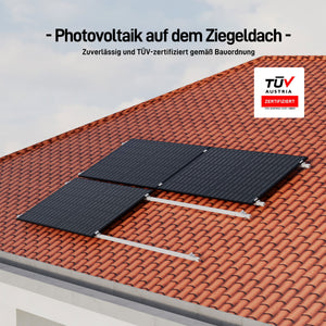 ALLDREI Halterung Balkonkraftwerk für Ziegeldach Komplettset, Solarmodul Halterung Für zwei Solarmodule