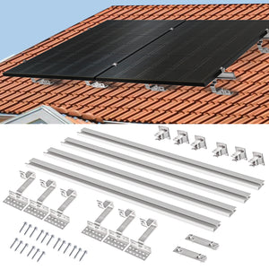 ALLDREI Halterung für Solarmodule auf Ziegeldach – Komplettset zur Befestigung von zwei Solarmodulen für Balkonkraftwerke