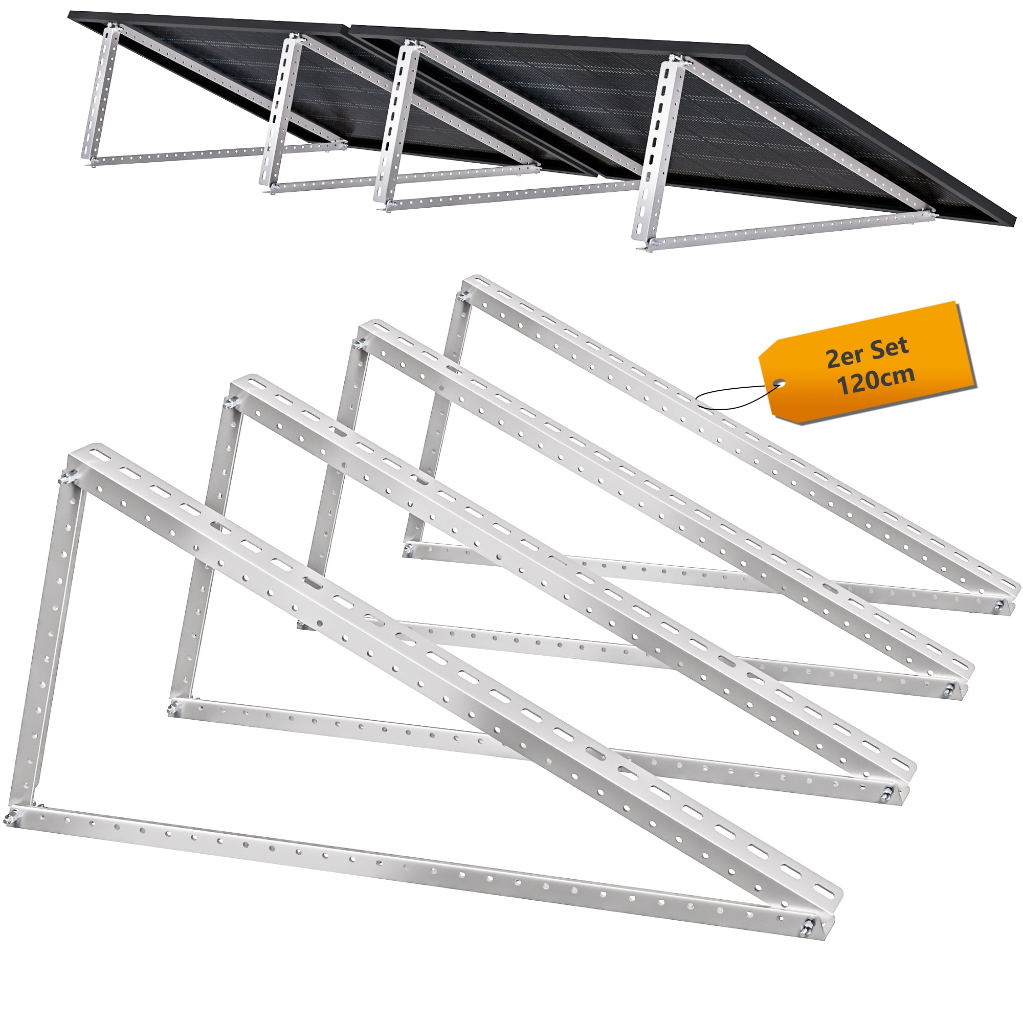 ALLDREI Solarpanel Halterung 120cm für 2 Module, Geeignet für Flachdach/Garten/Fassade